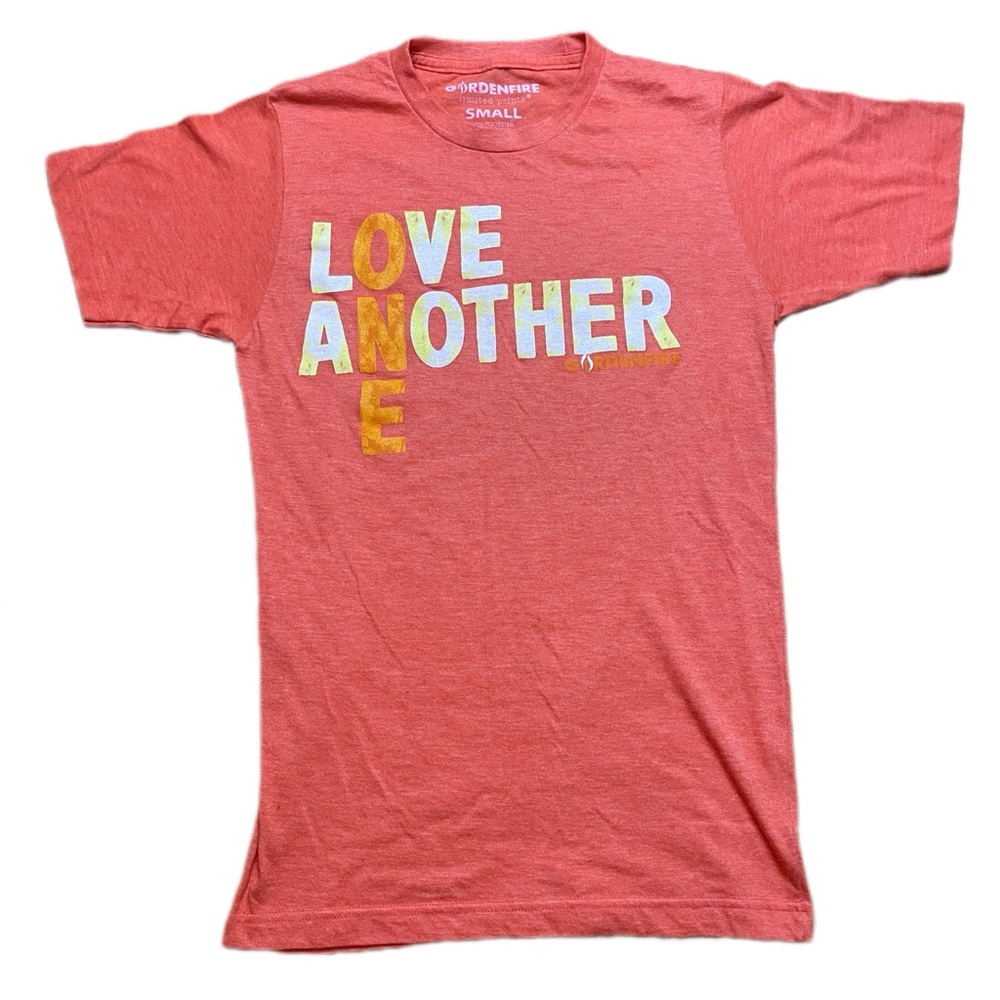 Womens Love One Another Orange Scoop Neck T-shirt Small